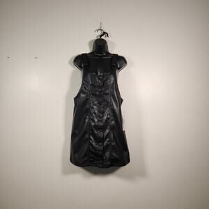 CELEBRITY PINK Pinafore Dress Jumper Womens S Black Faux Leather Goth Whimsigoth